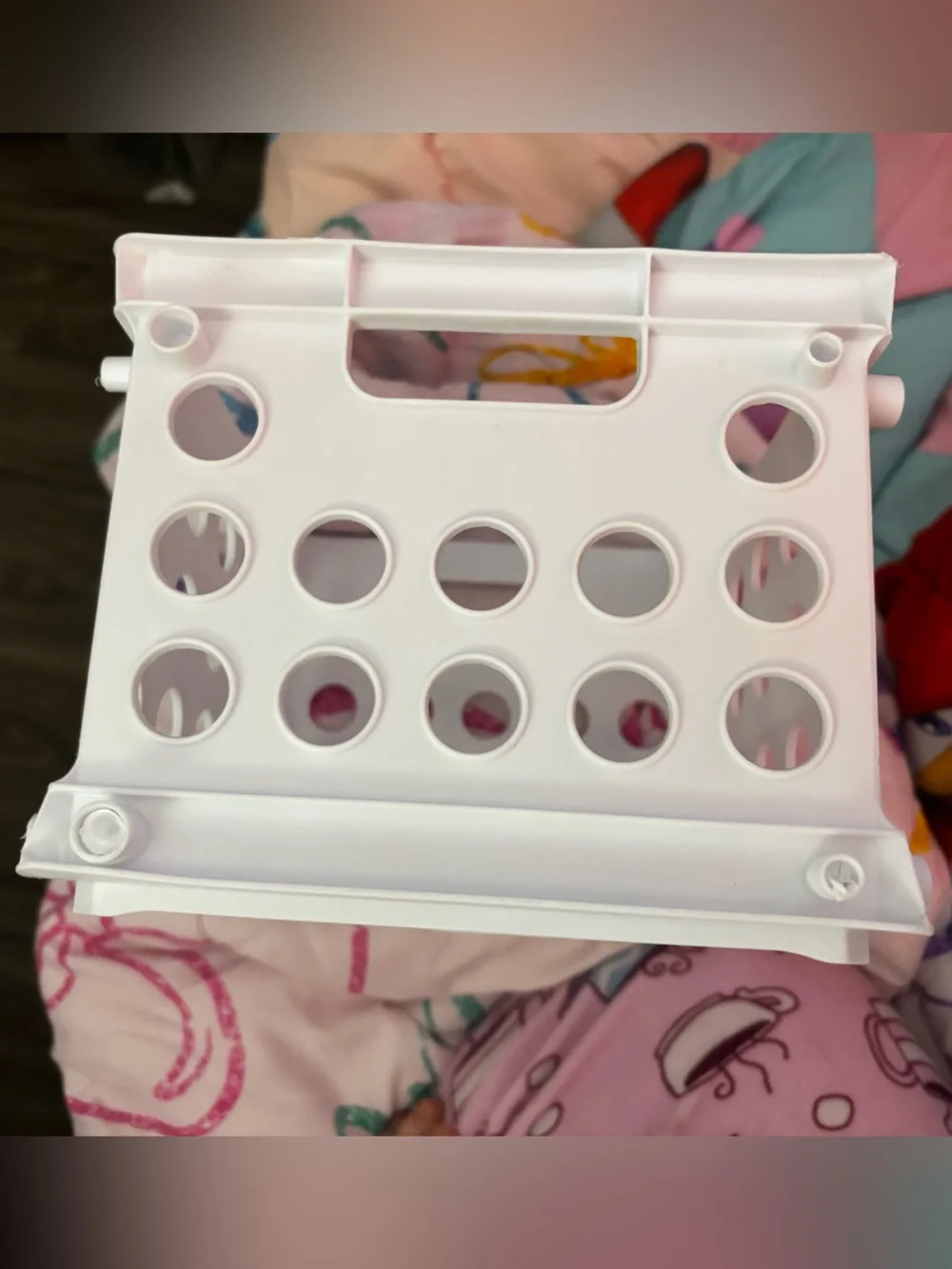 Small White Plastic Storage Bin with Handles